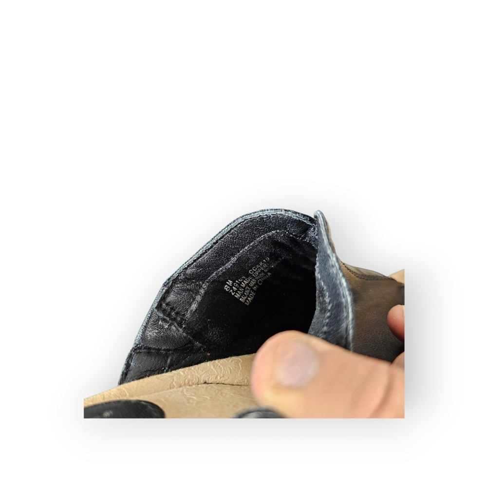b.o.c. Born Concept Black Leather Wedge Slide Sandals Women’s Size 8 Comfort - Picture 5 of 6